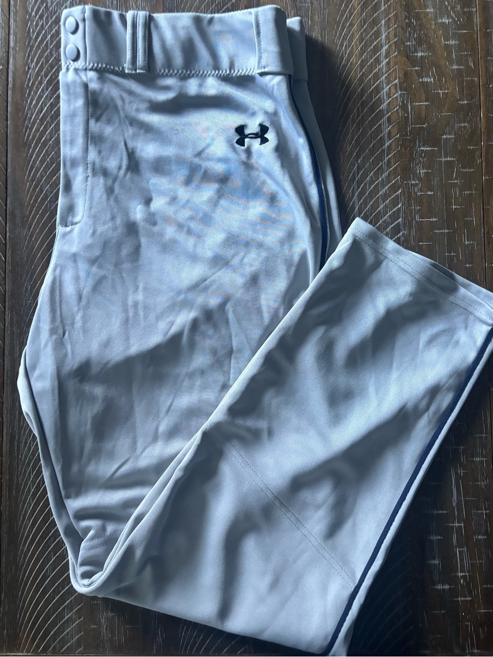 Under Armour Gray With Navy Piping Baseball Pants XXL